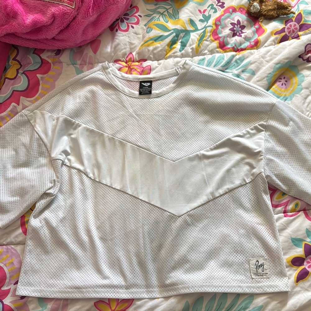 White Mesh short Sleeve Top